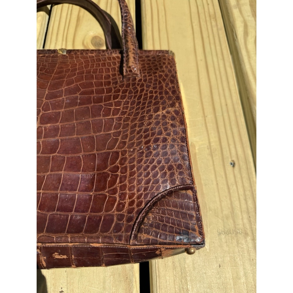 Vintage Lucille De Paris Saks 5th Avenue Brown Alligator Purse Handbag - Picture 6 of 16